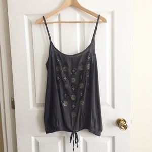 NWT Maurices tie front boho tank w/ pretty beads